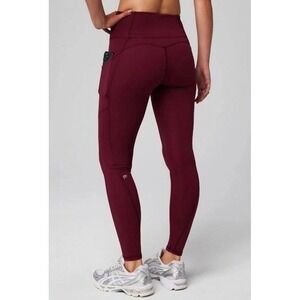 Fabletics Women's XL Oasis Pureluxe Legging Dark Red High Waist Pockets